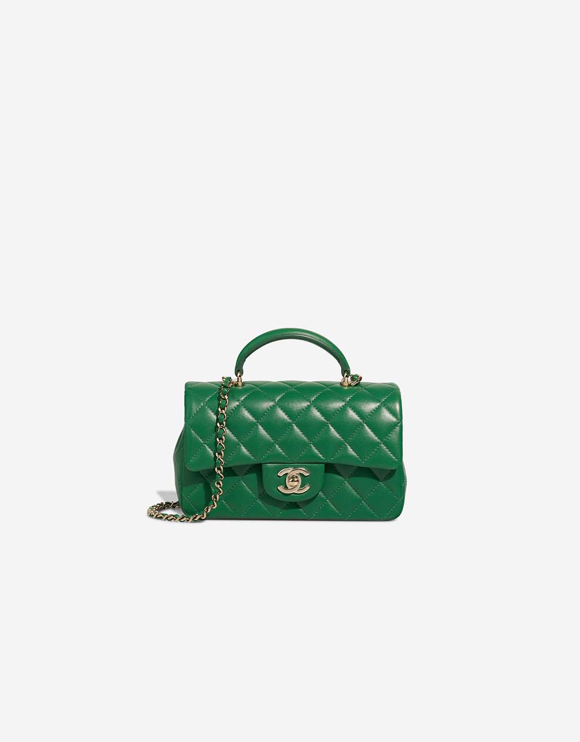 Chanel Timeless Handle Mini Rectangular Lamb Green | SACLÀB