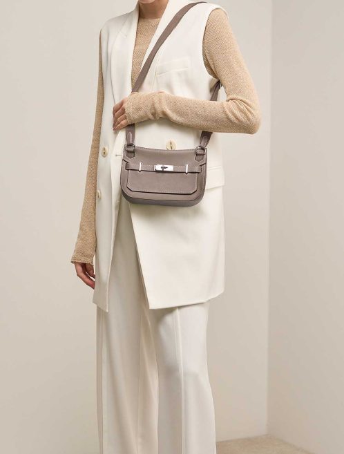 Hermès Jypsière Mini Swift Étoupe on Model | Sell your designer bag