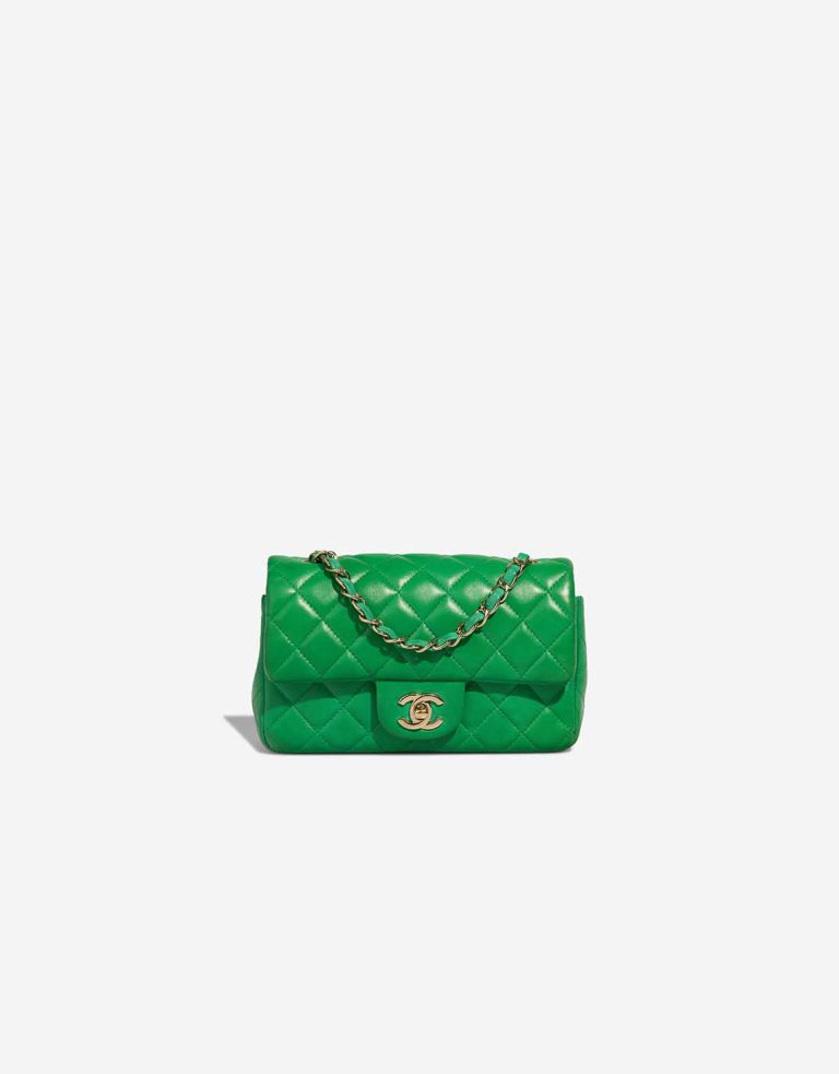 Chanel Timeless Mini Rectangular Lamb Green Front | Sell your designer bag