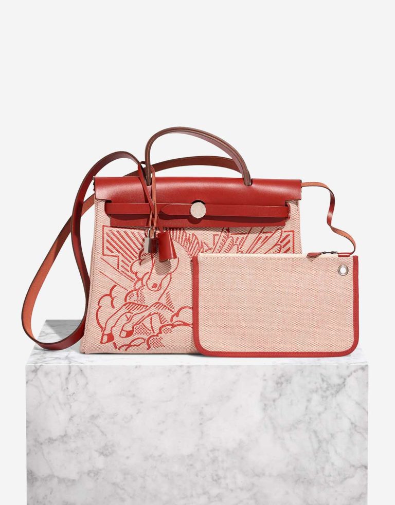 Hermès Herbag Pegasus 31 Toile H / Vache Hunter Rouge Piment / Écru / Sanguine Front | Sell your designer bag