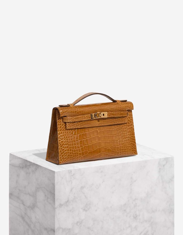 Hermès Kelly Pochette Alligator Mississippi Tabac Camel Front | Sell your designer bag