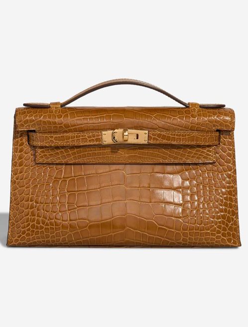 Hermès Kelly Pochette Alligator Mississippi Tabac Camel Front | Sell your designer bag