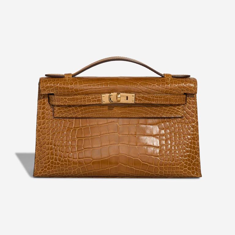 Hermès Kelly Pochette Alligator Mississippi Tabac Camel Front | Sell your designer bag
