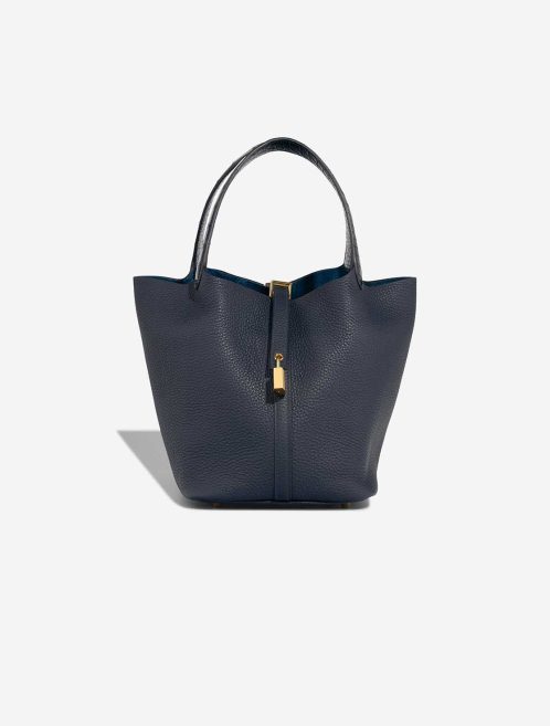 Hermès Picotin Touch 22 Taurillon Clémence / Alligator Mississippi Bleu Nuit / Bleu Marine Front | Sell your designer bag