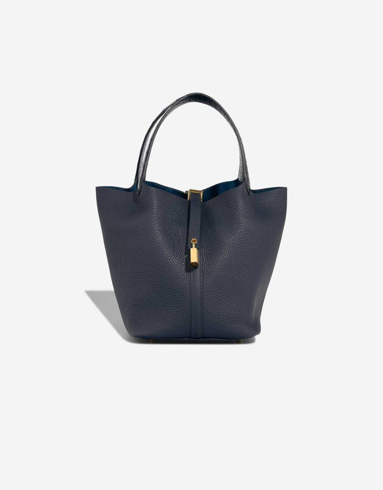 Hermès Picotin Touch 22 Taurillon Clémence / Alligator Mississippi Bleu Nuit / Bleu Marine Front | Sell your designer bag