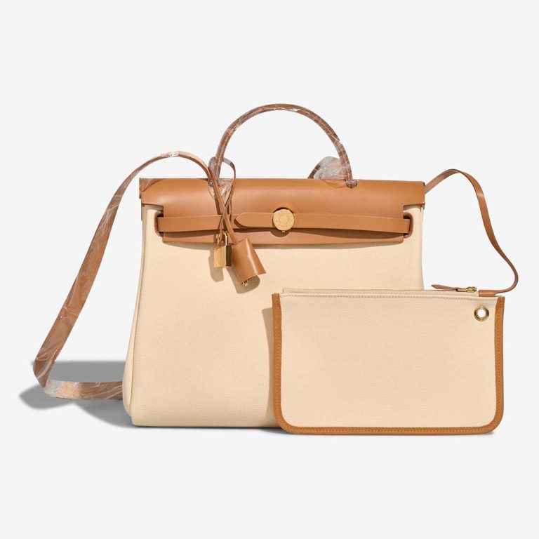 Hermès Herbag 31 Toile / Vache Hunter Vanille / Sable Naturel Front | Sell your designer bag