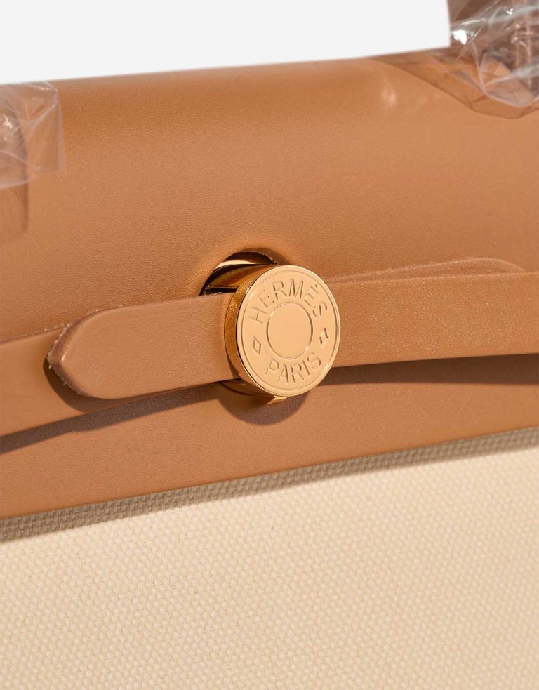 Hermès Herbag 31 Toile / Vache Hunter Vanille / Sable Naturel Closing System | Sell your designer bag