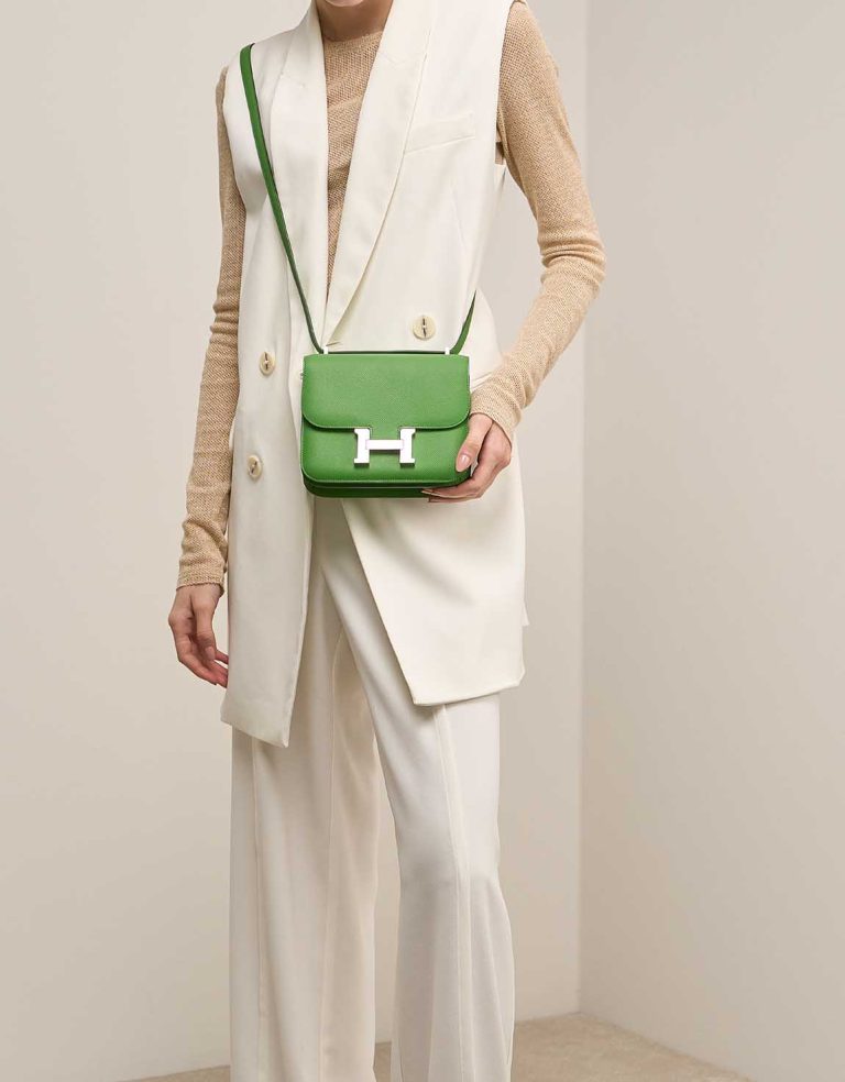 Hermès Constance 18 Epsom Vert Yucca on Model | Sell your designer bag