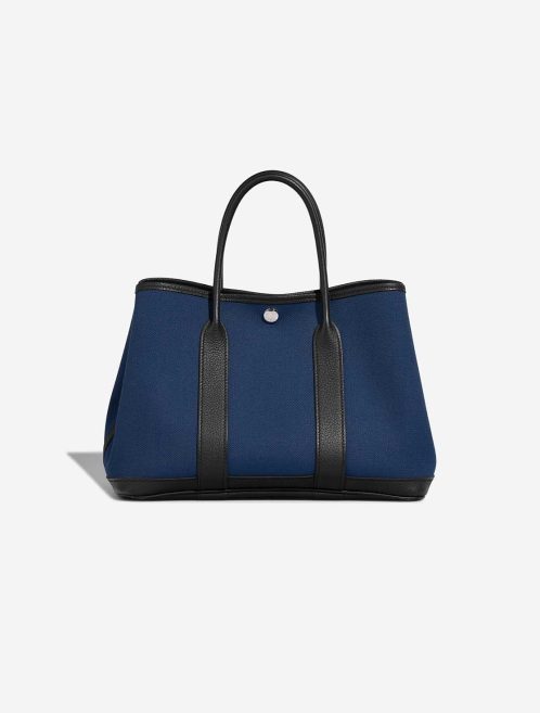 Hermès Garden Party 30 Taurillon Clémence / Toile Deep Blue / Black Front | Sell your designer bag