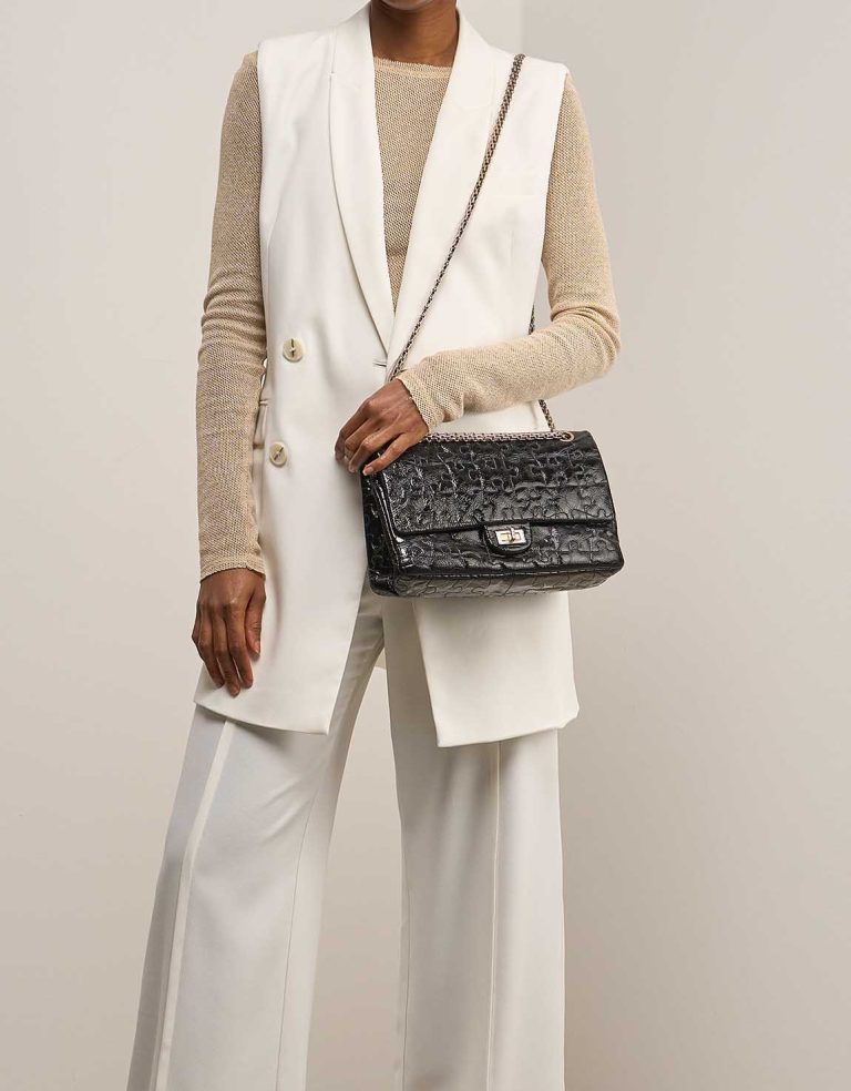 Chanel 2.55 226 Patent Black Front | Sell your designer bag