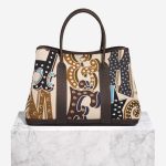 Hermès Garden Party 36 Electrique Clémence / Toile Caramel / Écru / Ébène / Beige Front | Sell your designer bag