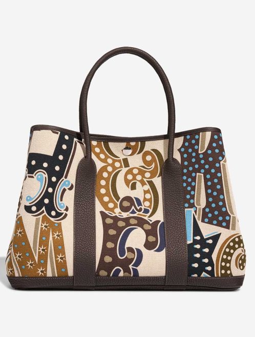 Hermès Garden Party 36 Electrique Clémence / Toile Caramel / Écru / Ébène / Beige | Sell your designer bag