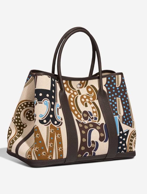 Hermès Garden Party 36 Electrique Clémence / Toile Caramel / Écru / Ébène / Beige | Sell your designer bag