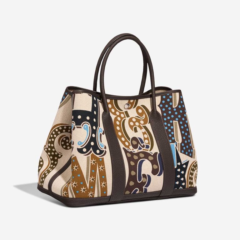 Hermès Garden Party 36 Electrique Clémence / Toile Caramel / Écru / Ébène / Beige | Sell your designer bag