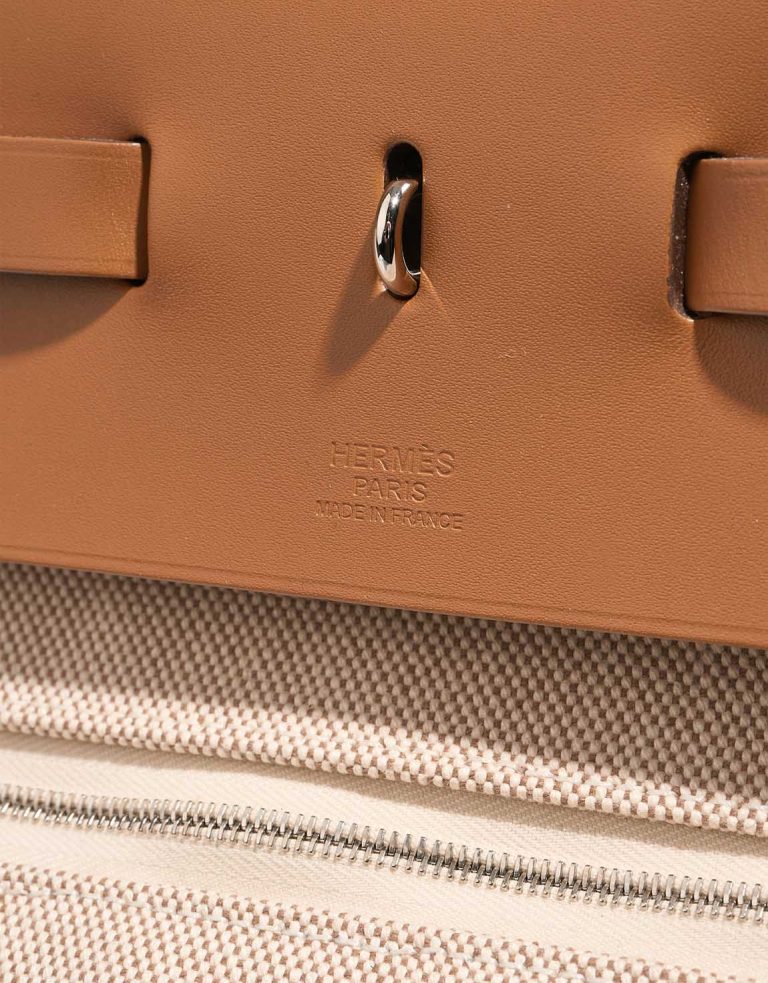 Hermès Herbag 50 Vache Hunter / Toile Quadrille Naturel / Écru / Gold Logo | Sell your designer bag