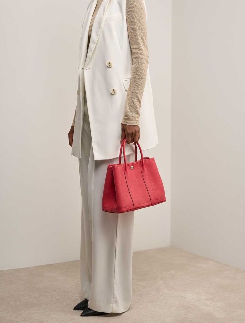 Hermès Garden Party 30 Veau Négonda Bougainvillier on Model | Sell your designer bag
