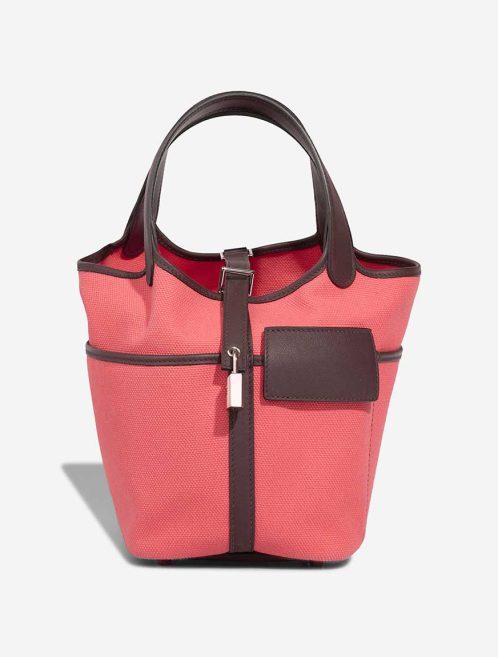 Hermès Picotin Cargo 18 Toile Goeland / Swift Rose Texas / Rouge Sellier Front | Sell your designer bag