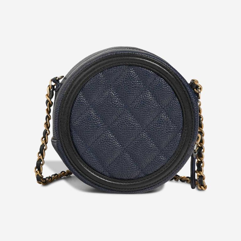 Chanel Filigree Round Clutch Caviar Dark Blue | Sell your designer bag