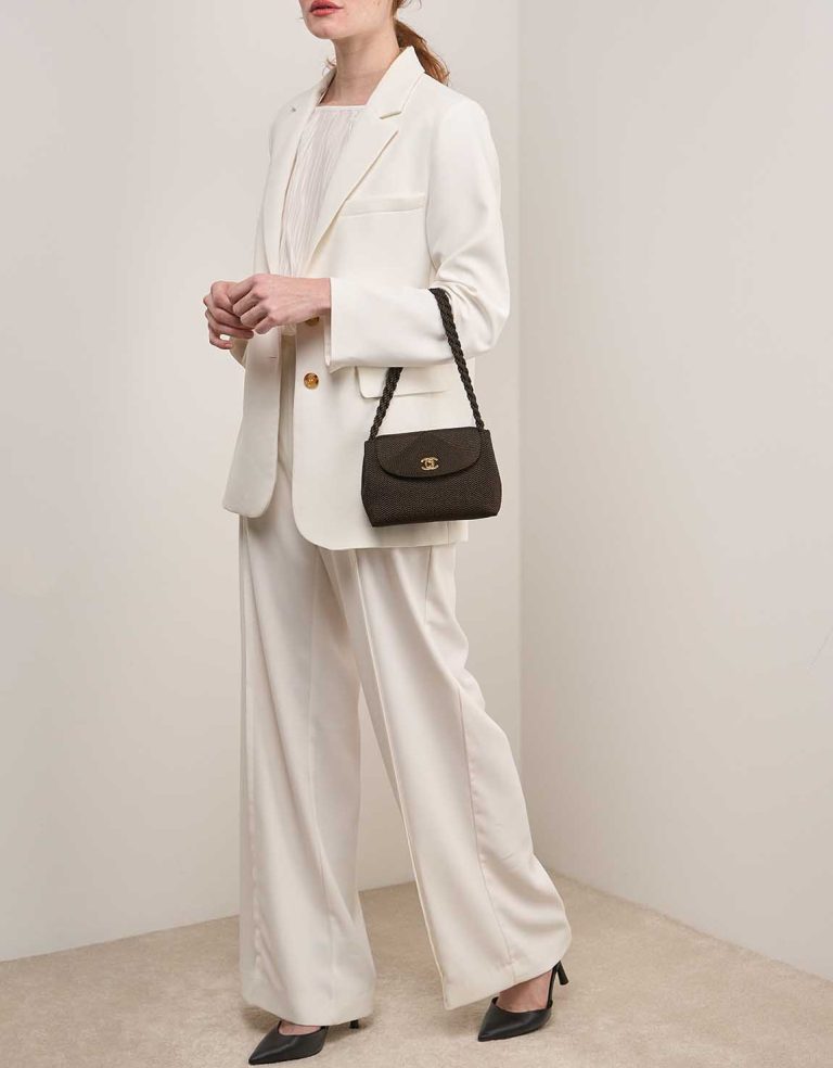 Chanel Timeless Small Silk / Lamb Brown on Model | Sell your designer bag