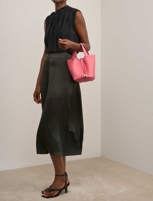 Hermès Picotin 18 Taurillon Clémence Rose Azalée on Model | Sell your designer bag