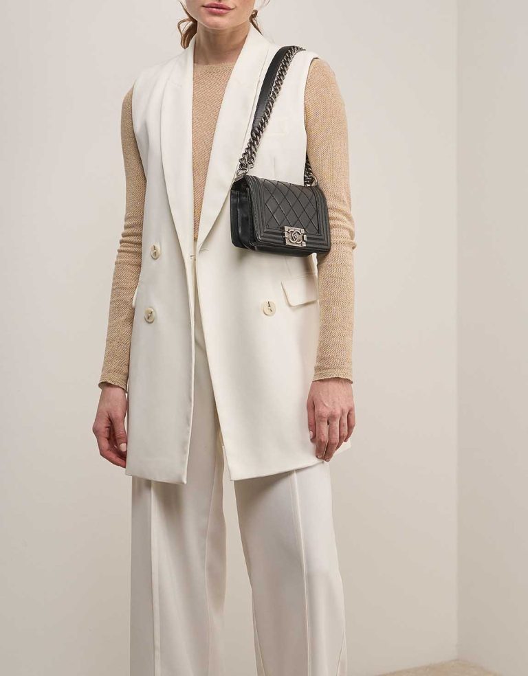 Chanel Boy Small Lamb Black on Model | Sell your designer bag