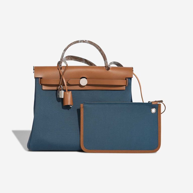 Hermès Herbag 31 Toile Retourné Bleu Tempete Front | Sell your designer bag