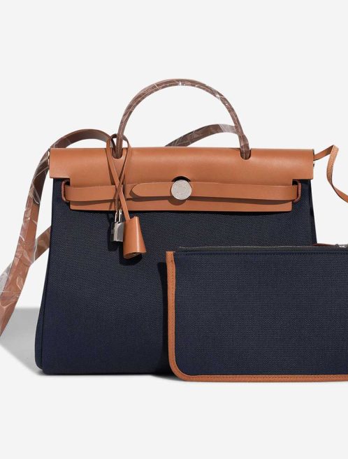Hermès Herbag 31 Toile / Vache Hunter Bleu Marine / Naturel Front | Sell your designer bag