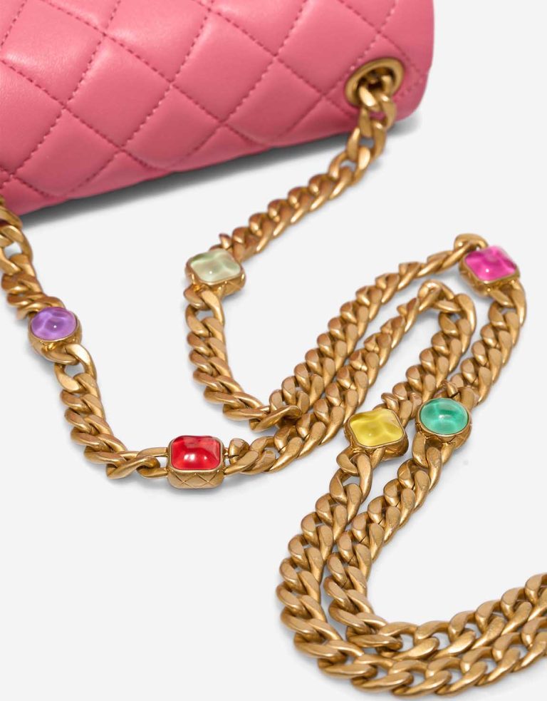 Chanel Timeless Mini Square Pearl Samba Lamb Pink Signs of wear | Sell your designer bag