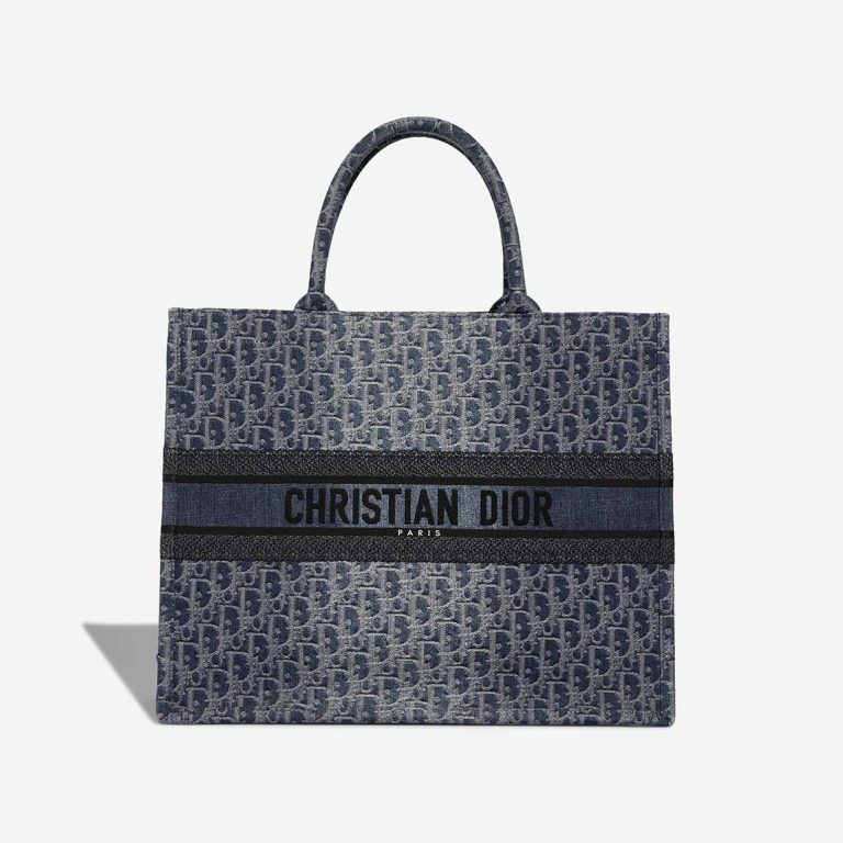 Dior Book Tote Large Fabric Blue Front | Sell your designer bag