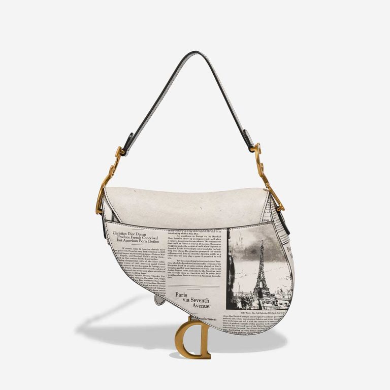 Dior Saddle Newspaper Medium Calf Black / White | Sell your designer bag