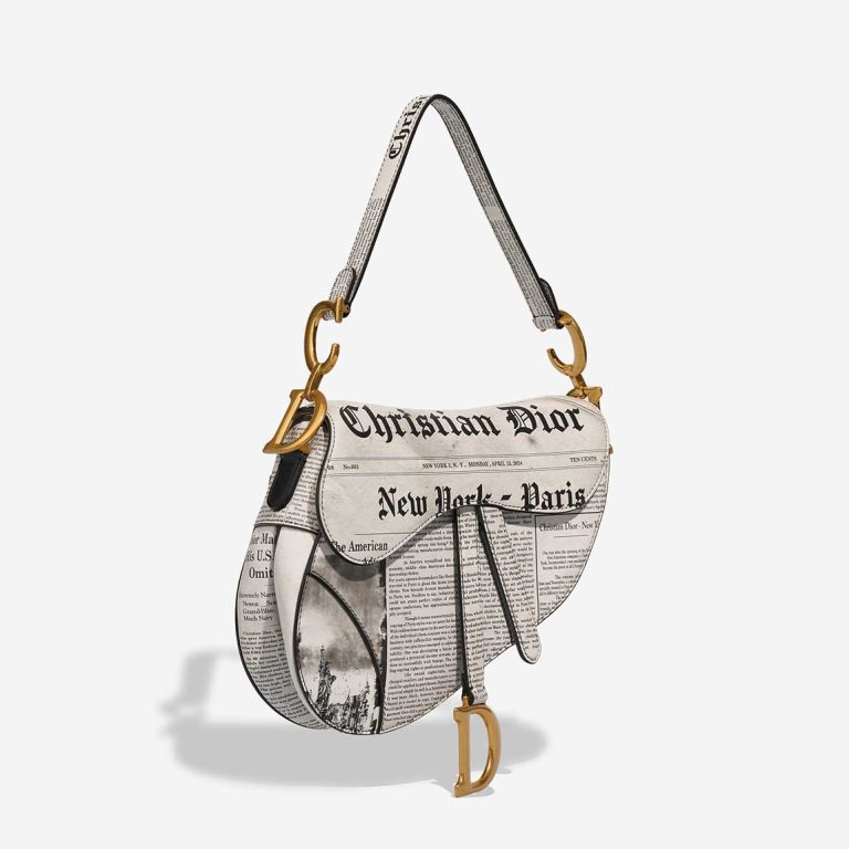 Dior Saddle Newspaper Medium Calf Black / White | Sell your designer bag