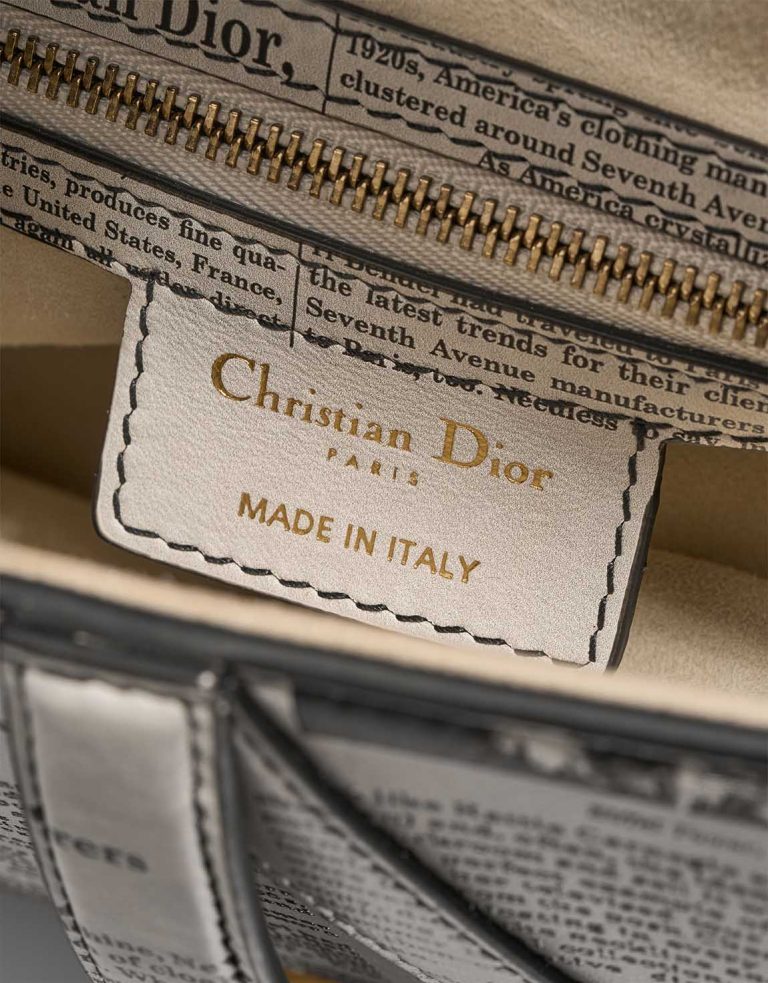 Dior Saddle Newspaper Medium Calf Black / White Logo | Sell your designer bag