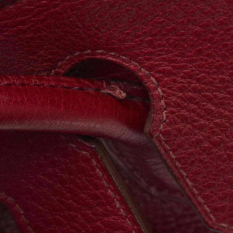 Hermès Birkin 30 Clémence Rouge Garance Signs of wear | Sell your designer bag
