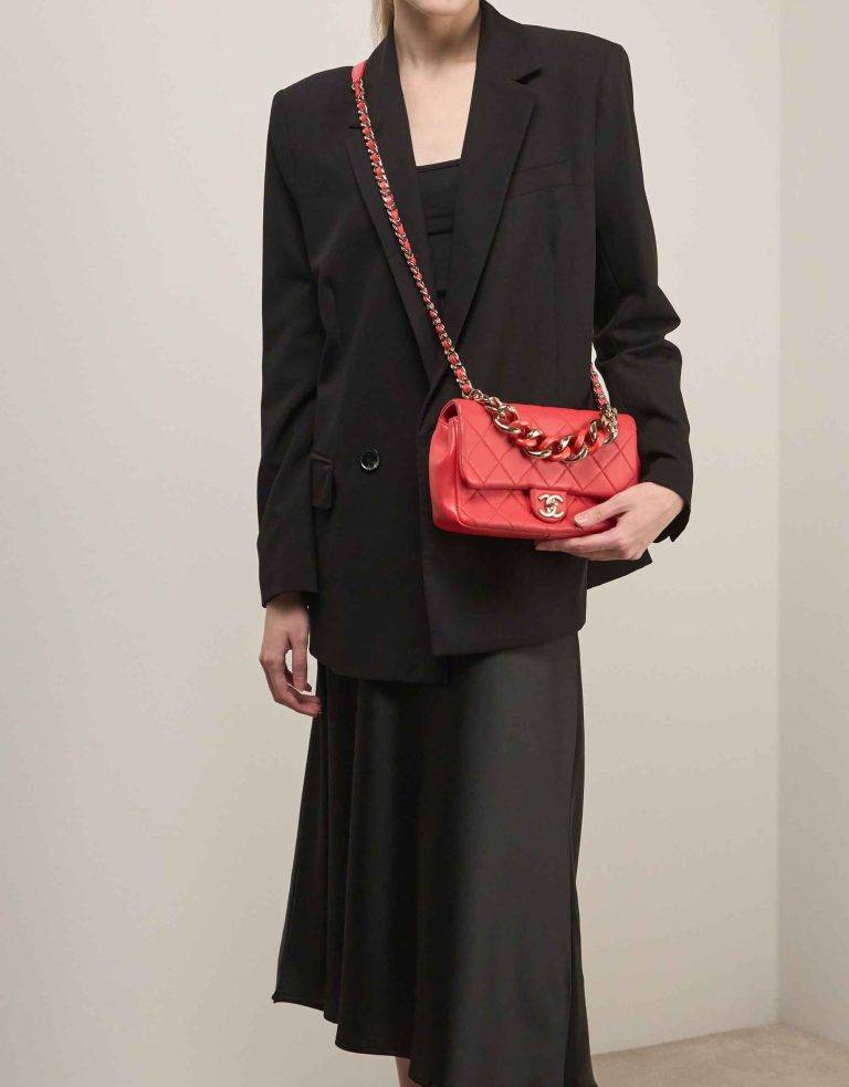 Chanel Timeless Small Calf Red on Model | Sell your designer bag