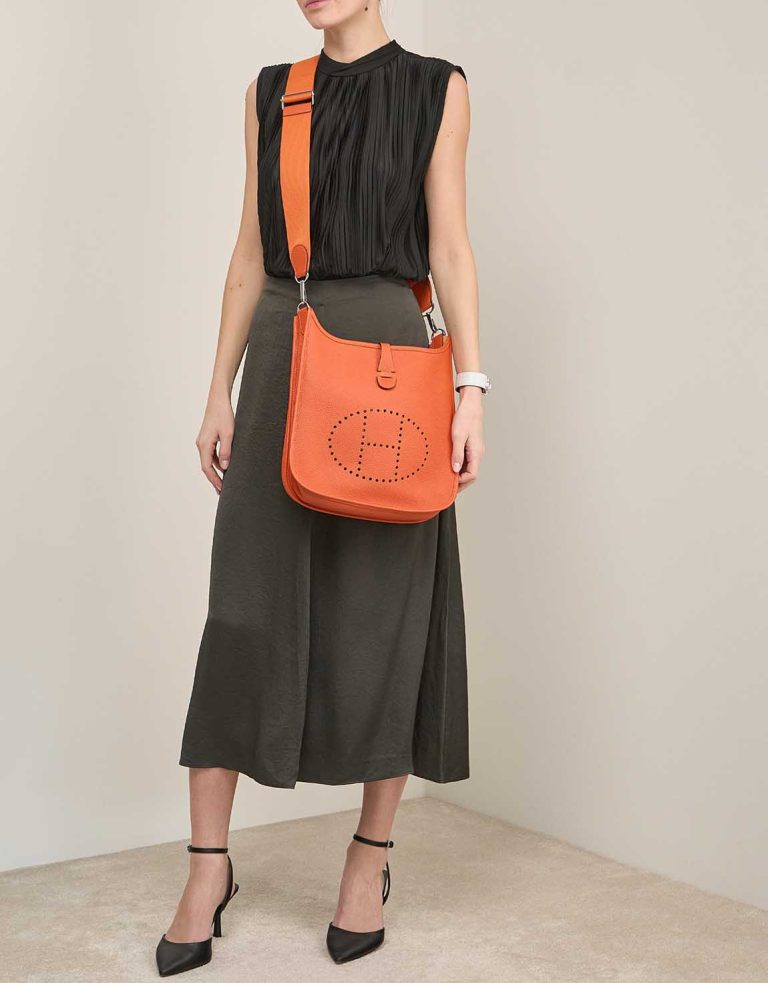 Hermès Evelyne 29 Clémence Orange H on Model | Sell your designer bag