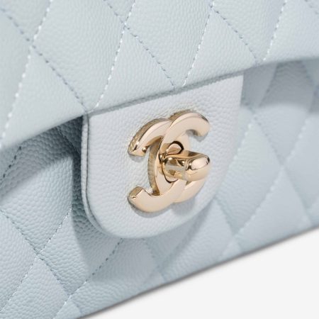 Chanel Timeless Small Caviar Light Blue Closing System | Sell your designer bag