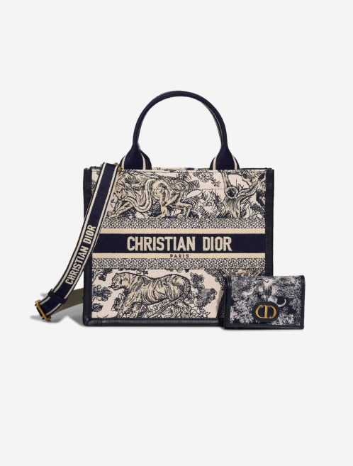 Dior Book Tote Sauvage Small Canvas Blue / White Front | Sell your designer bag