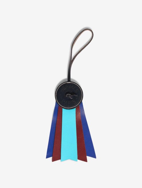 Hermès Paddock Flot Bag Charm Milo Lamb Turquoise / Sienne / Bleu France / Navy Front | Sell your designer bag