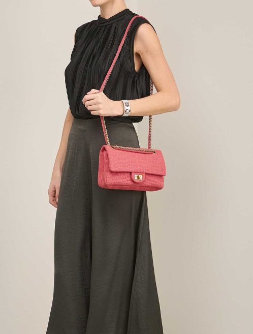 Chanel 2.55 Reissue 225 Canvas Rose on Model | Sell your designer bag