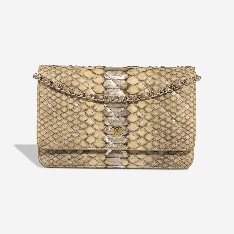 Chanel Wallet On Chain Python Beige / Gold Front | Sell your designer bag