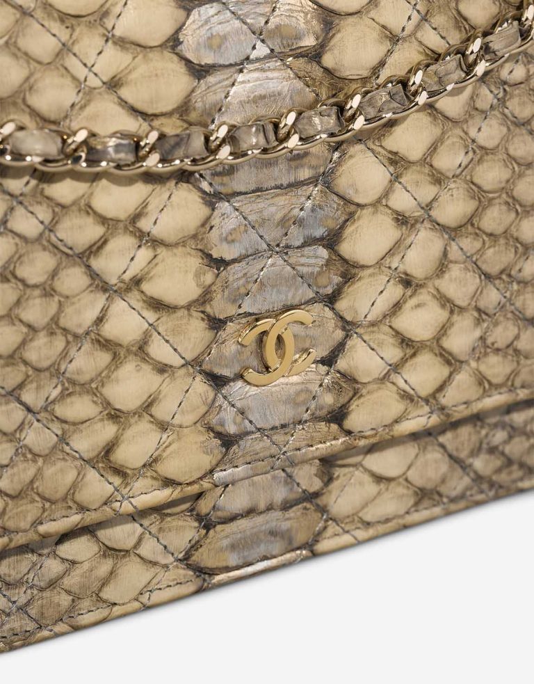 Chanel Wallet On Chain Python Beige / Gold Closing System | Sell your designer bag