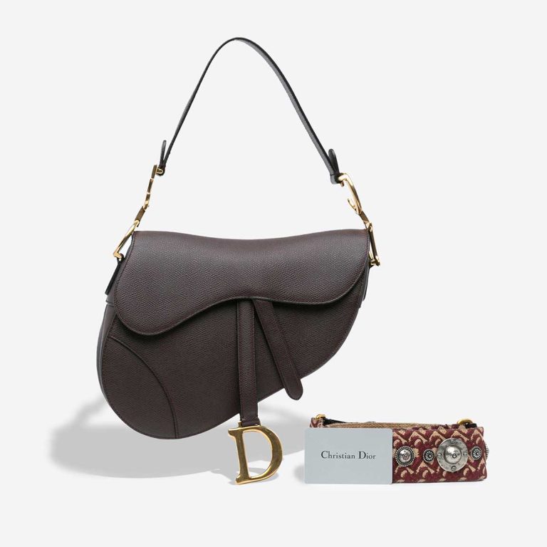 Dior Saddle Medium Calf Dark Brown Front | Sell your designer bag