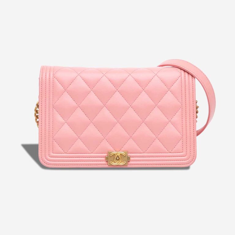 Chanel Boy Wallet On Chain Small Lamb Pink Front | Sell your designer bag