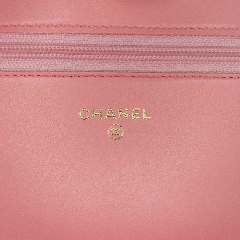 Chanel Boy Wallet On Chain Small Lamb Pink Logo | Sell your designer bag