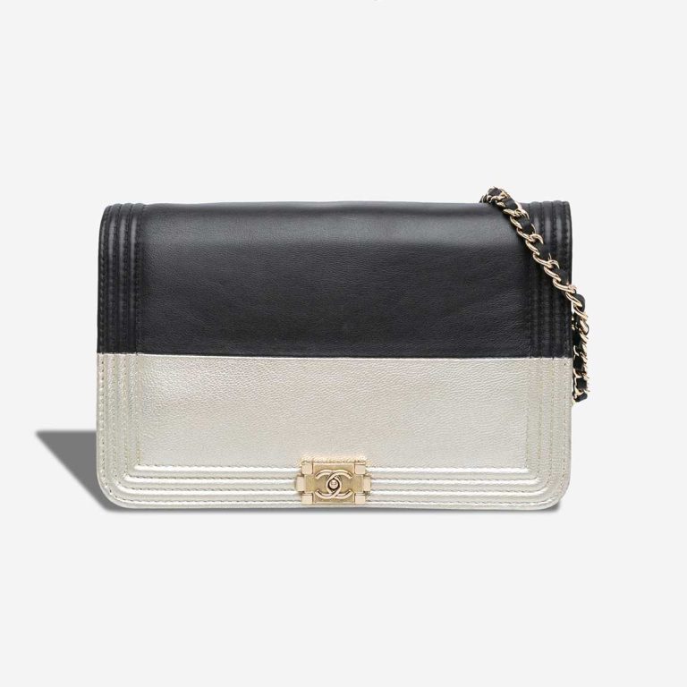 Chanel Boy Wallet On Chain Calf Black / Silver Front | Sell your designer bag