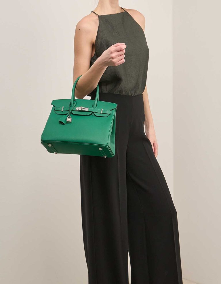 Hermès Birkin 30 Epsom Vert Vertigo on Model | Sell your designer bag