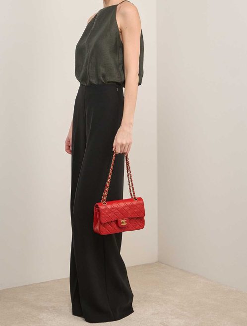 Chanel Timeless Small Lamb Red on Model | Sell your designer bag
