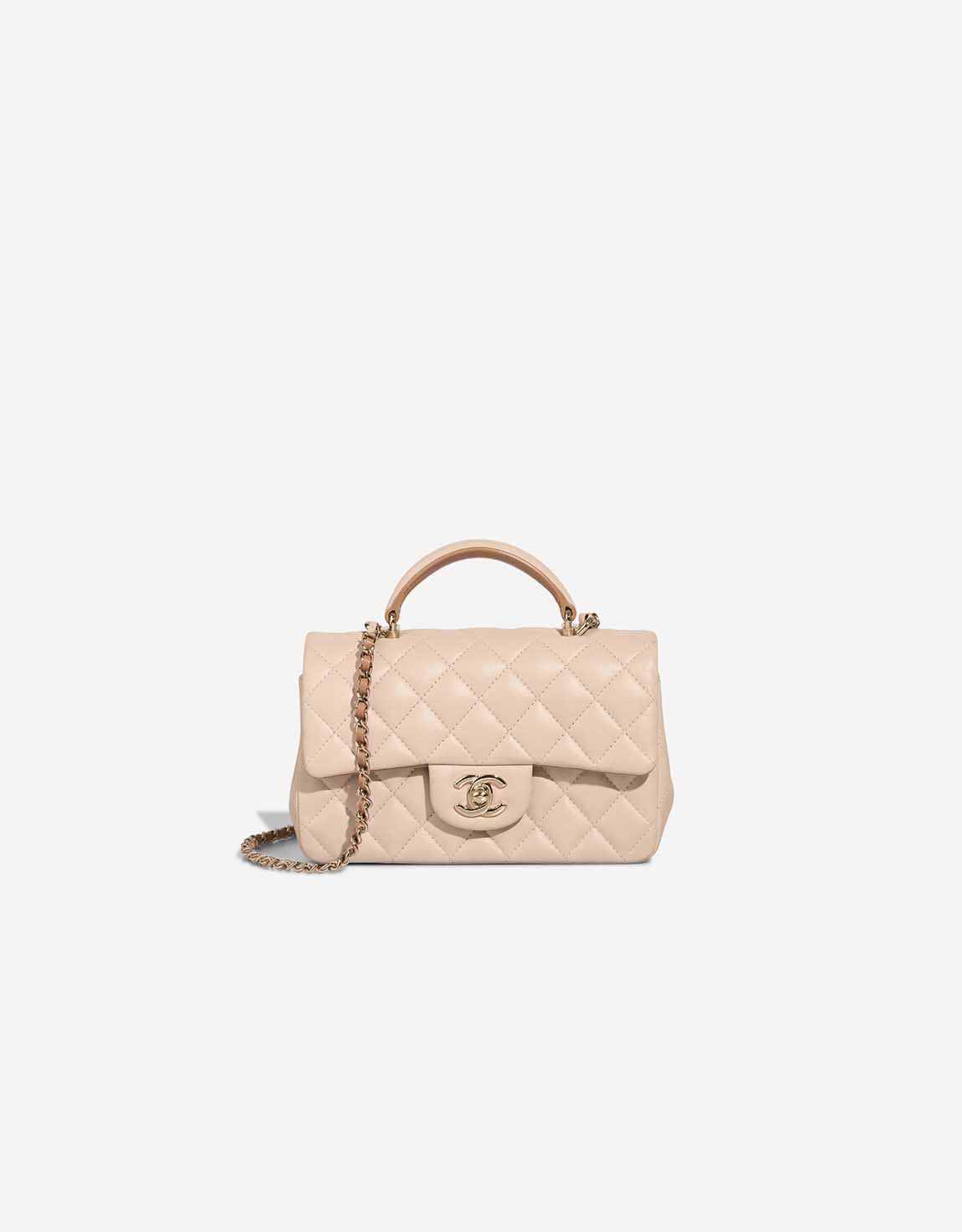 Chanel Timeless Handle Mini Rectangular Lamb Beige / Écru | SACLÀB
