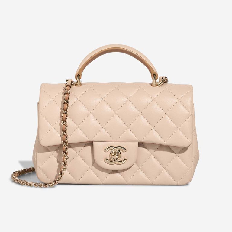 Chanel Timeless Handle Mini Rectangular Lamb Beige / Écru Front | Sell your designer bag