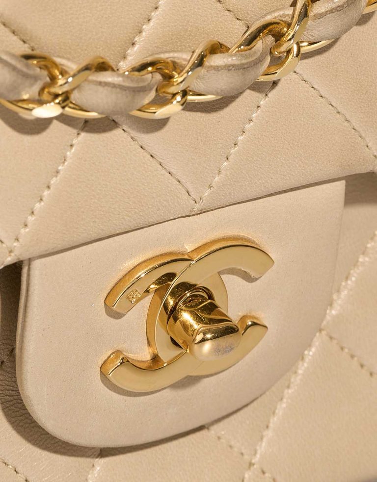 Chanel Timeless Medium Lamb Beige Closing System | Sell your designer bag